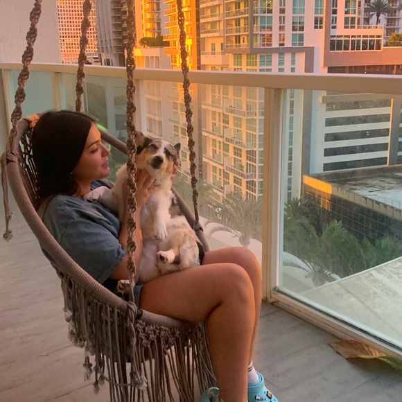 Gray Macrame Hanging Chair